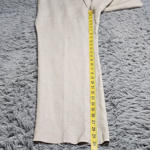 Cubavera Pants Mens 34x30 Beige Linen Blend Dress Flat Front Lightweight Summer - Picture 7 of 10